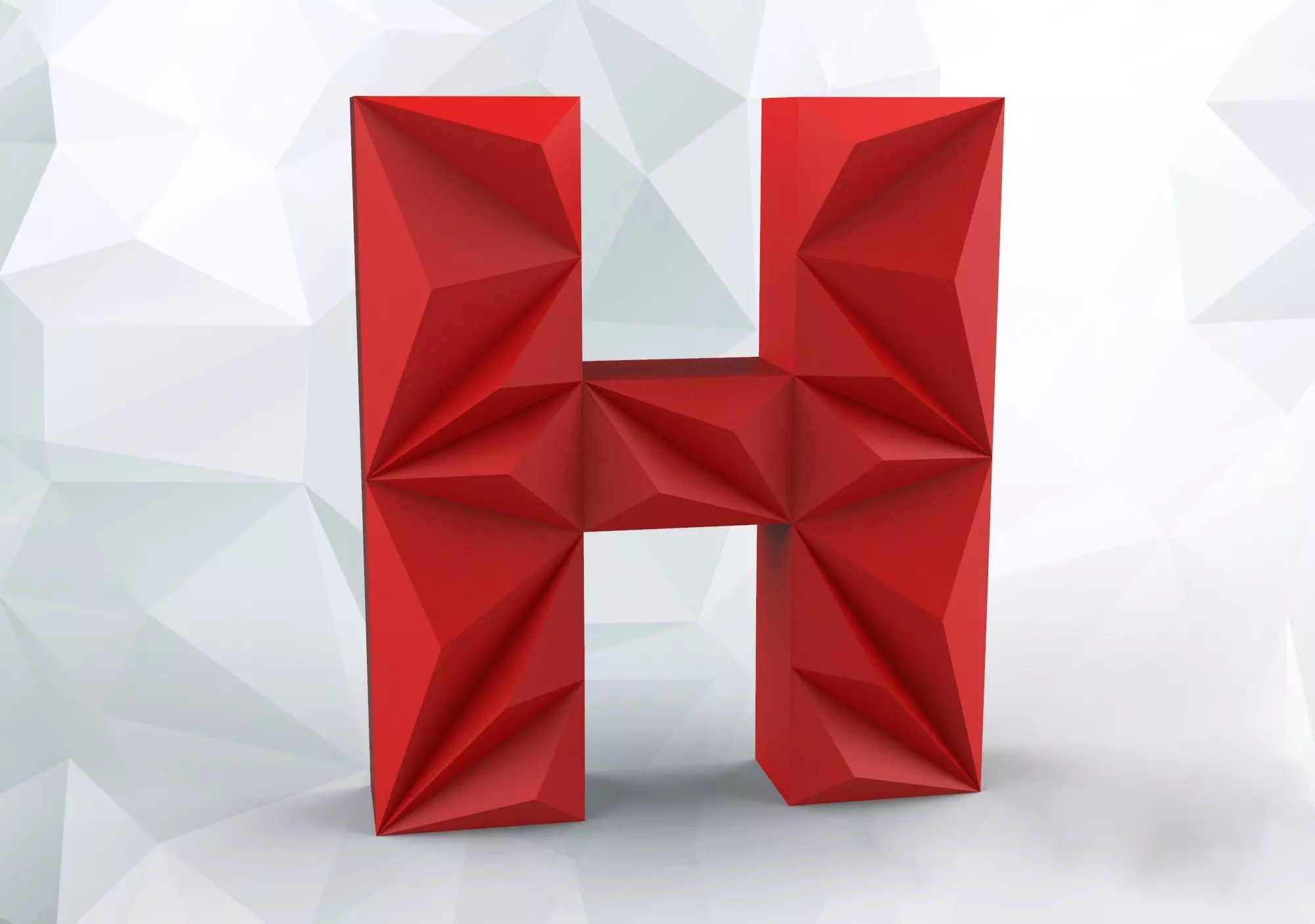 Lowpoly letter H 3D print model_0