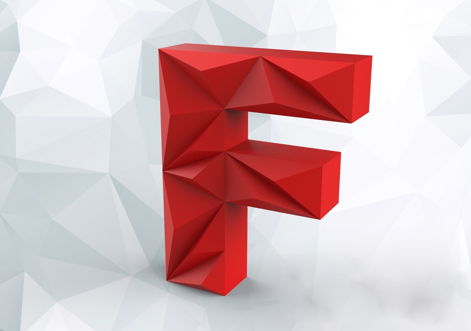 Lowpoly letter F 3D print model_3