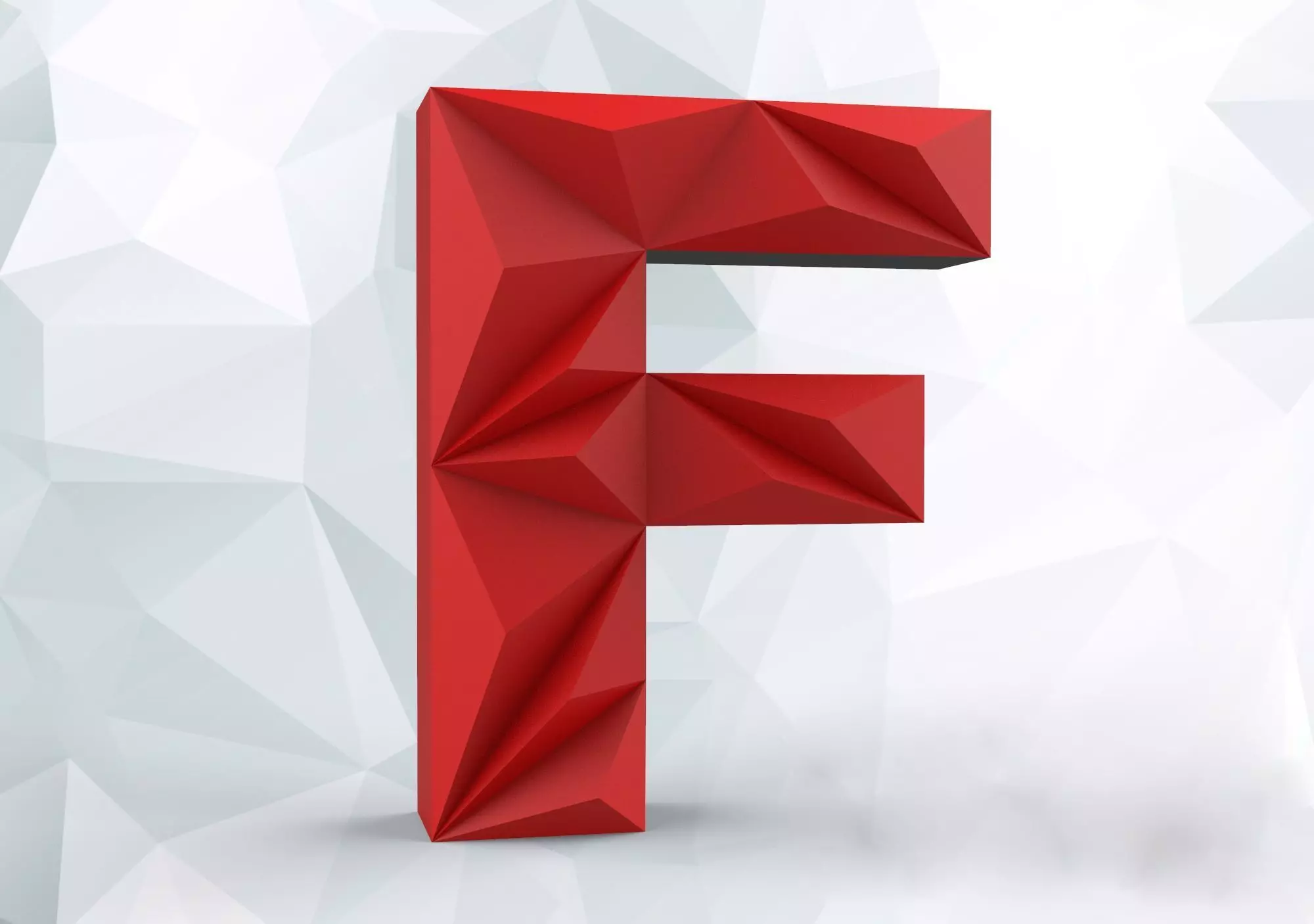Lowpoly letter F 3D print model_0