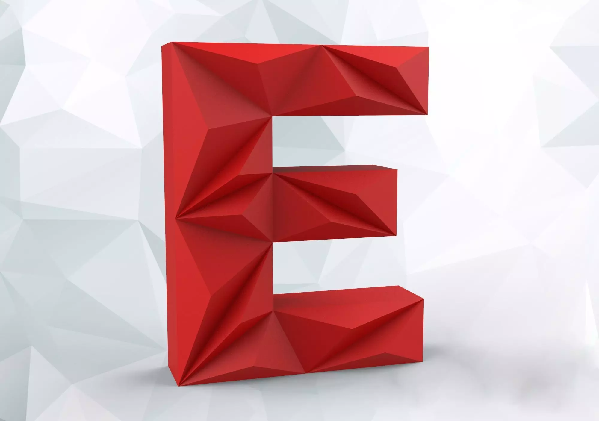 Lowpoly letter E 3D print model_0