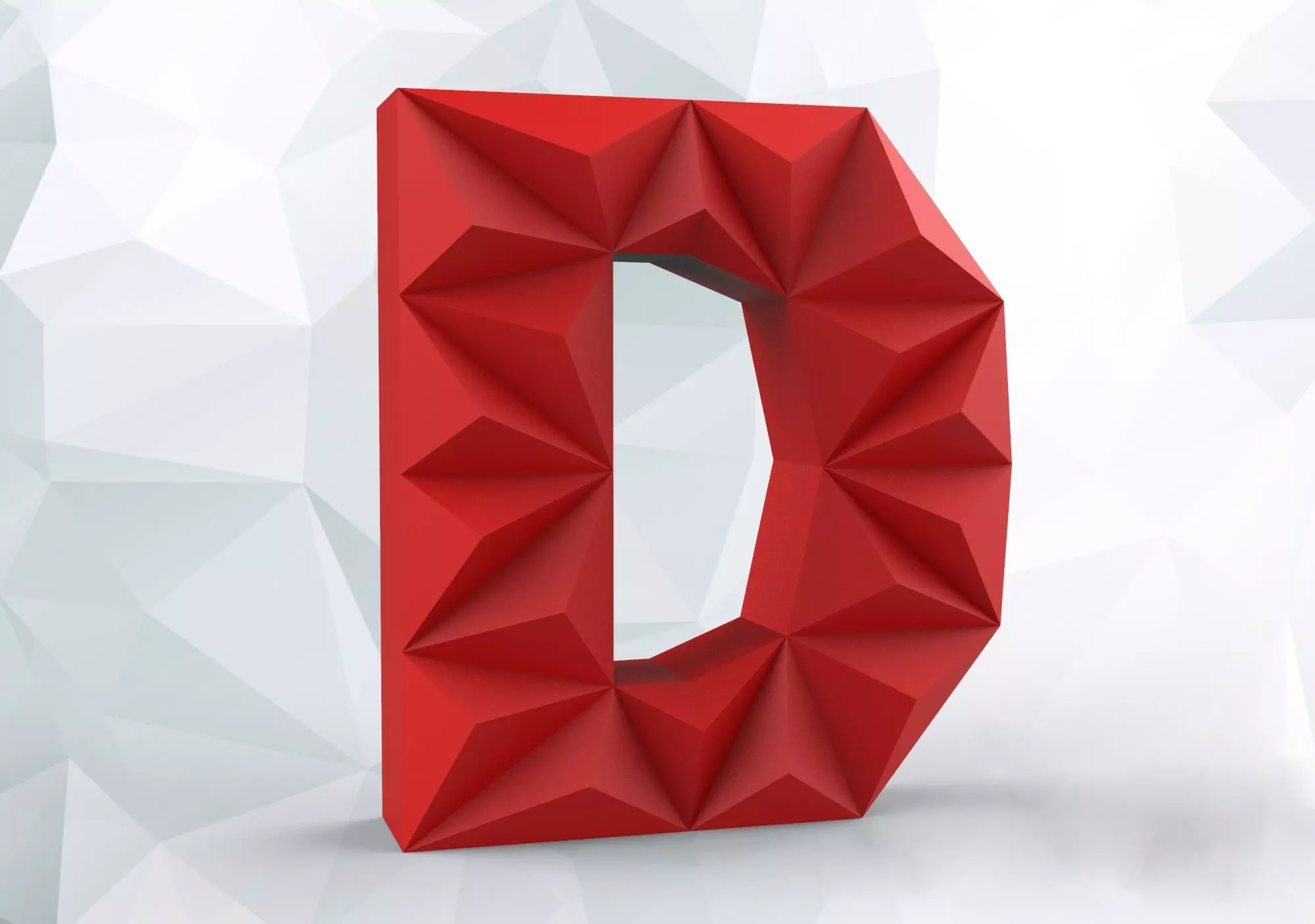 Lowpoly letter D 3D print model_0