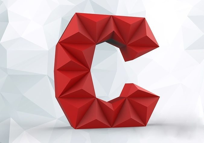 Lowpoly letter C 3D print model