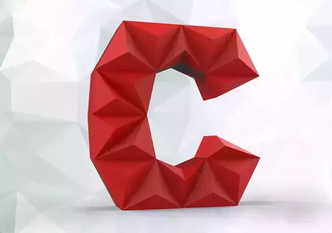 Lowpoly letter C 3D print model
