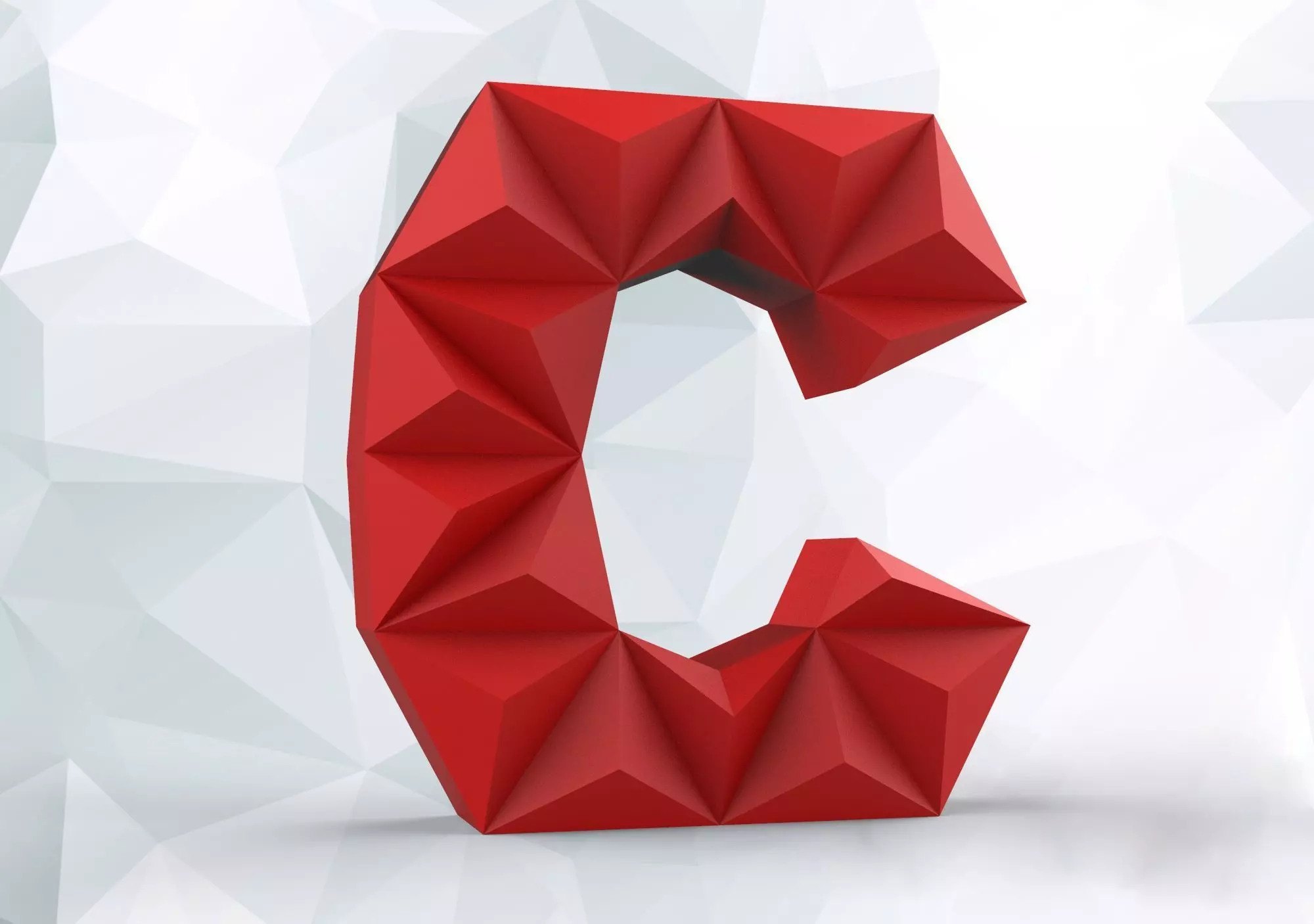 Lowpoly letter C 3D print model_0