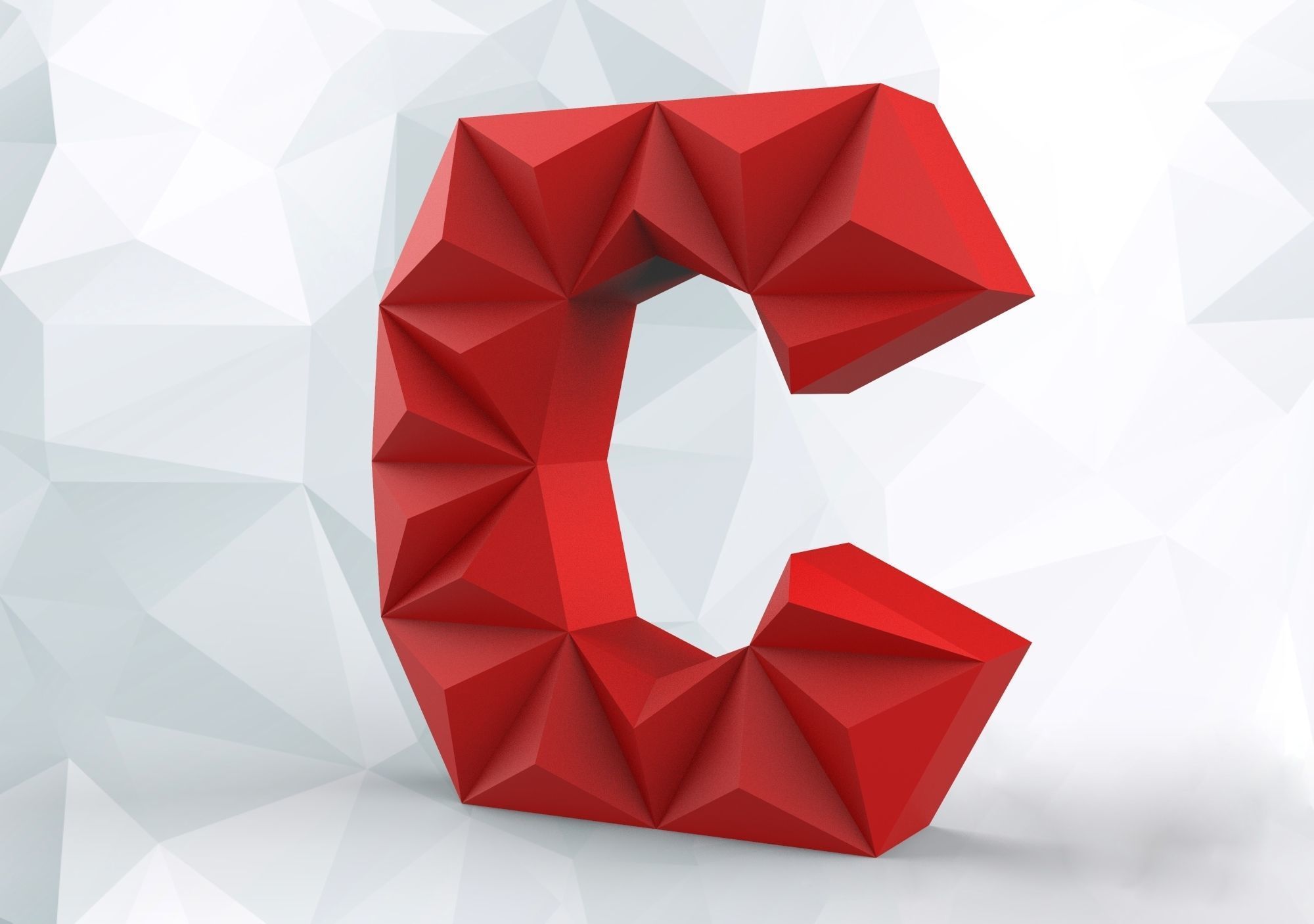 Lowpoly letter C 3D print model_3