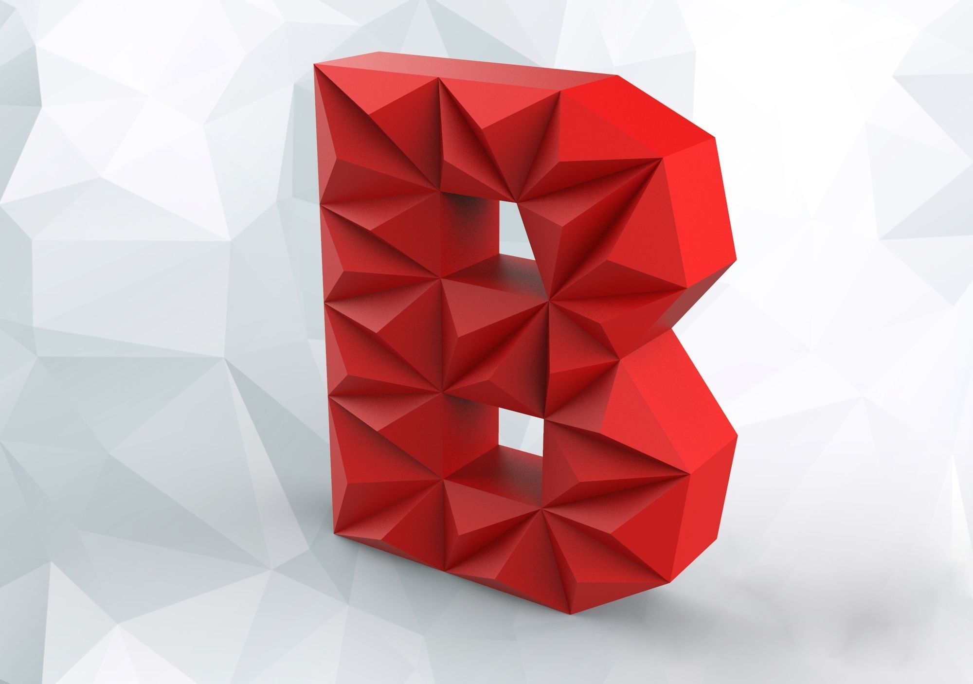 Lowpoly letter B 3D print model_3
