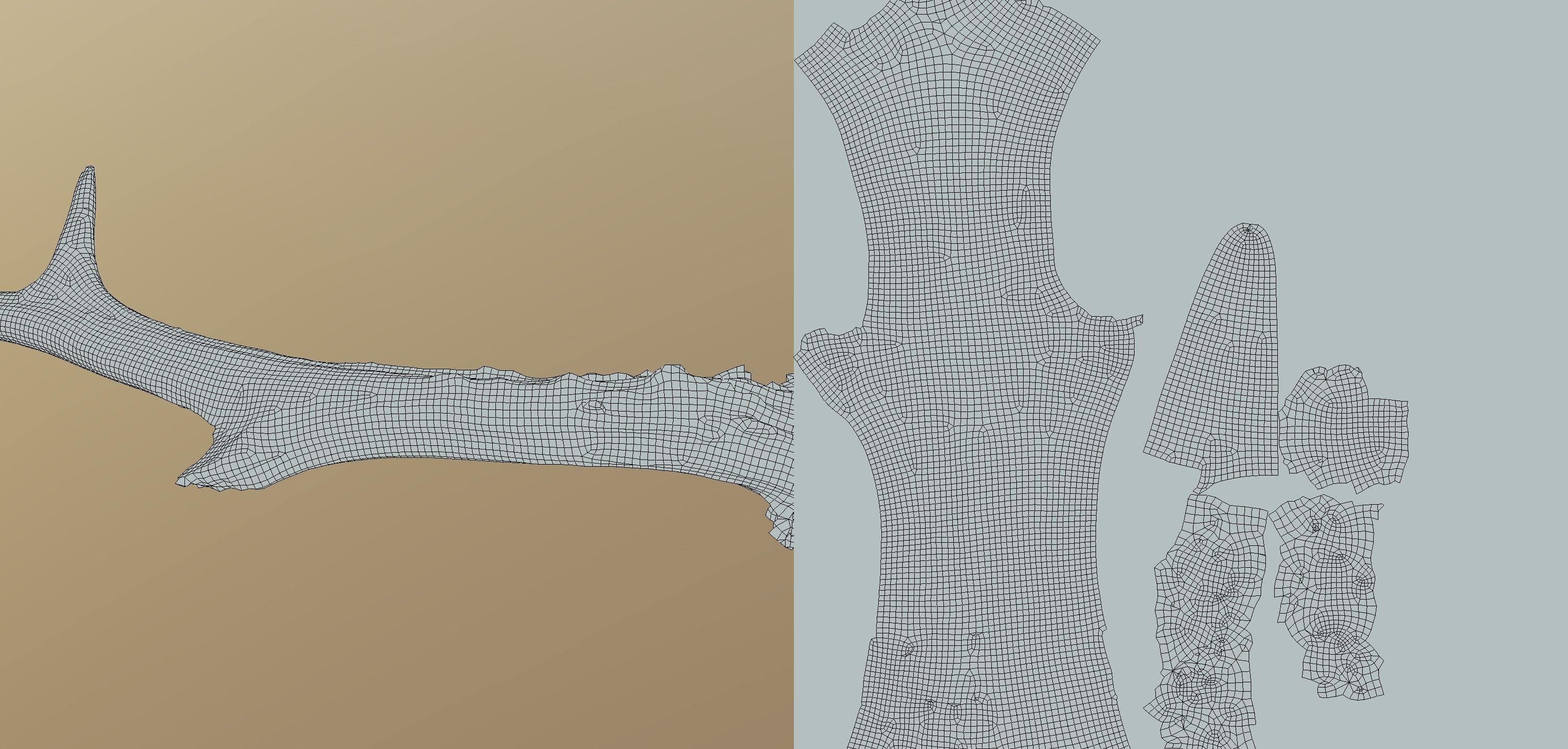 Wild and used deer antler Low-poly 3D model_13