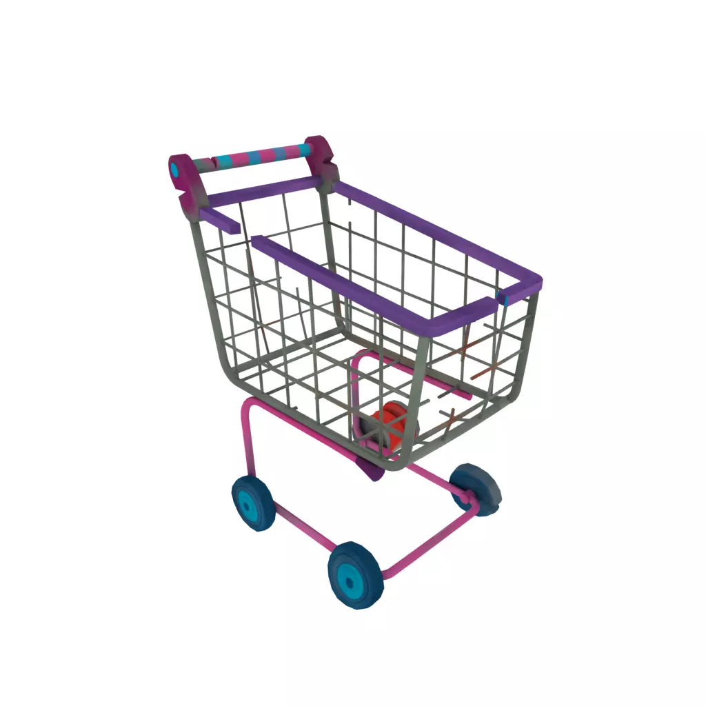 Supermarket cart 3D model_0