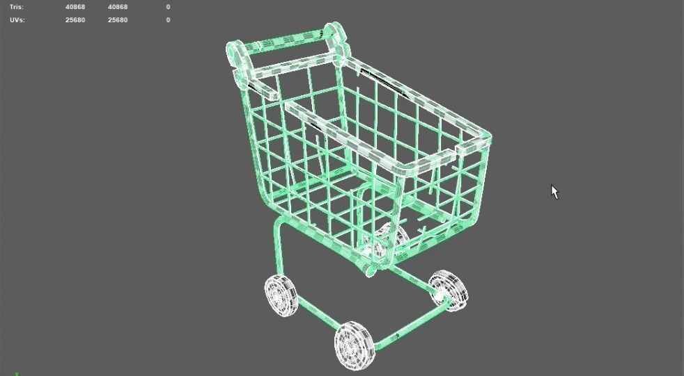 Supermarket cart 3D model_1