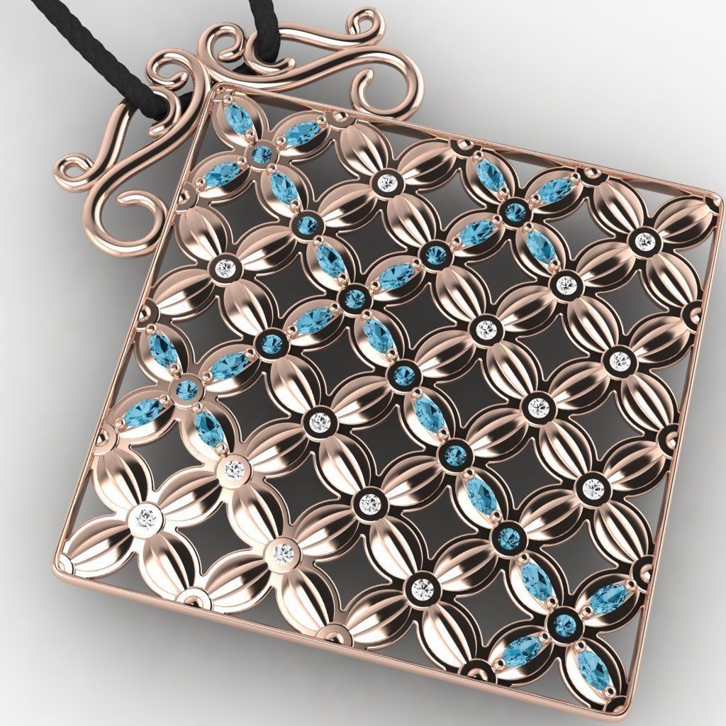 Pendant Flower Cross Panel  3D print model_24