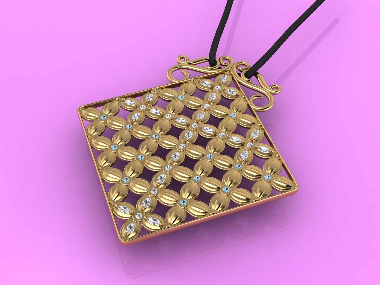 Pendant Flower Cross Panel  3D print model_7