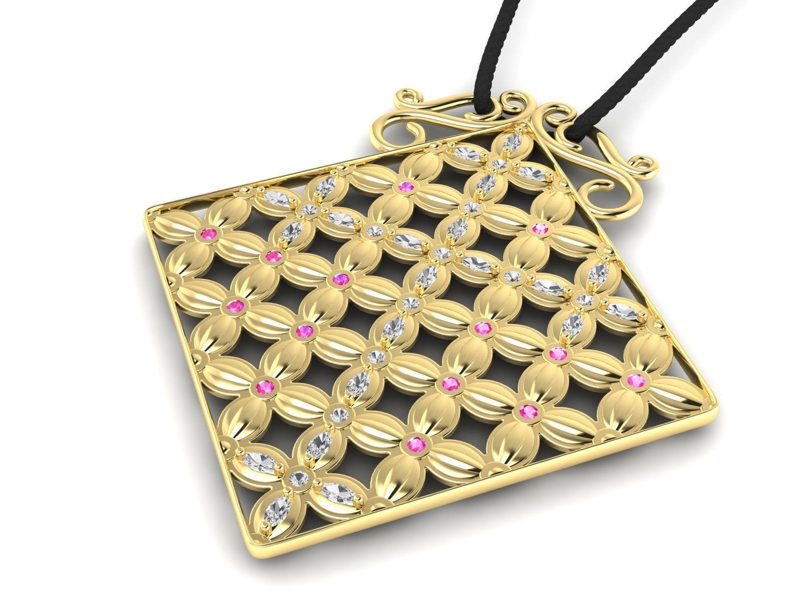 Pendant Flower Cross Panel  3D print model_1