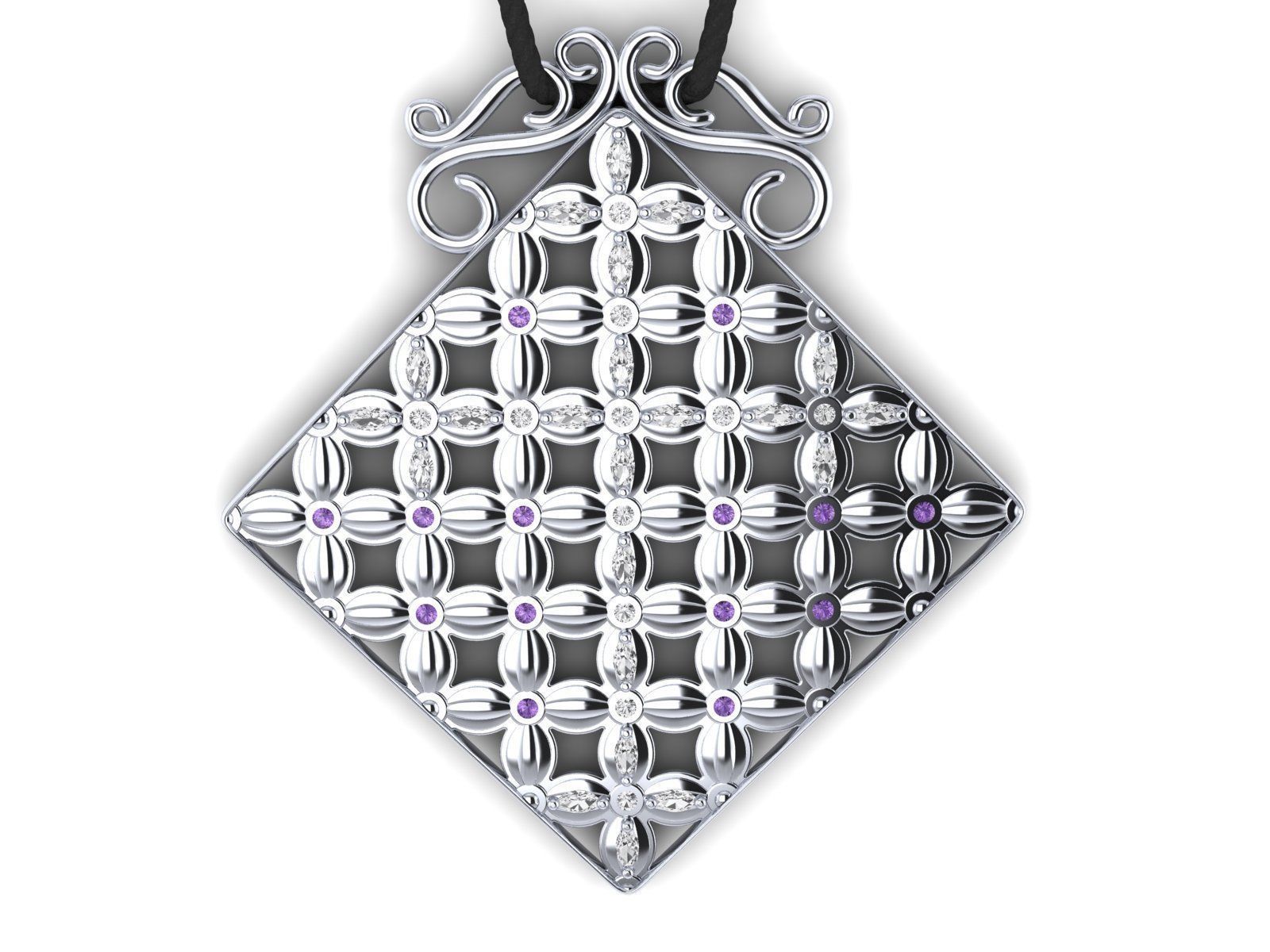 Pendant Flower Cross Panel  3D print model_5
