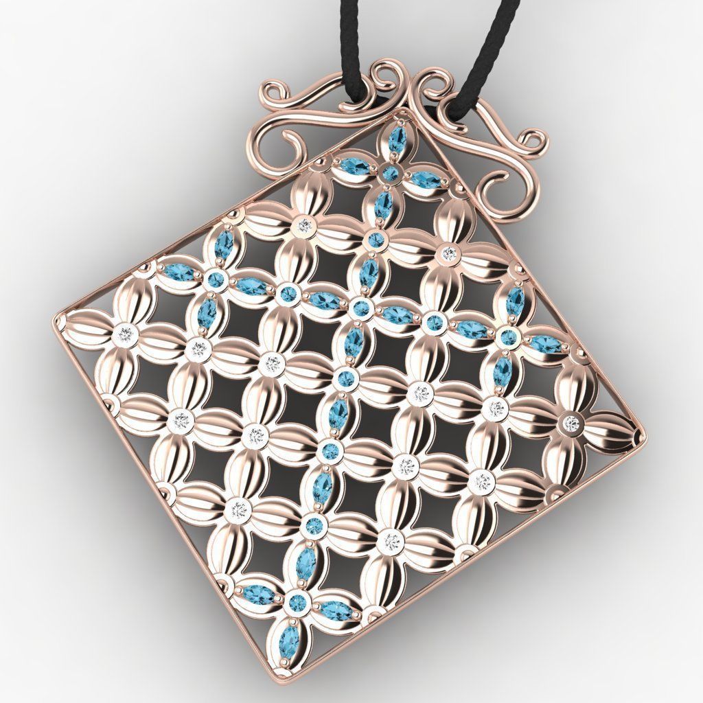 Pendant Flower Cross Panel  3D print model_2