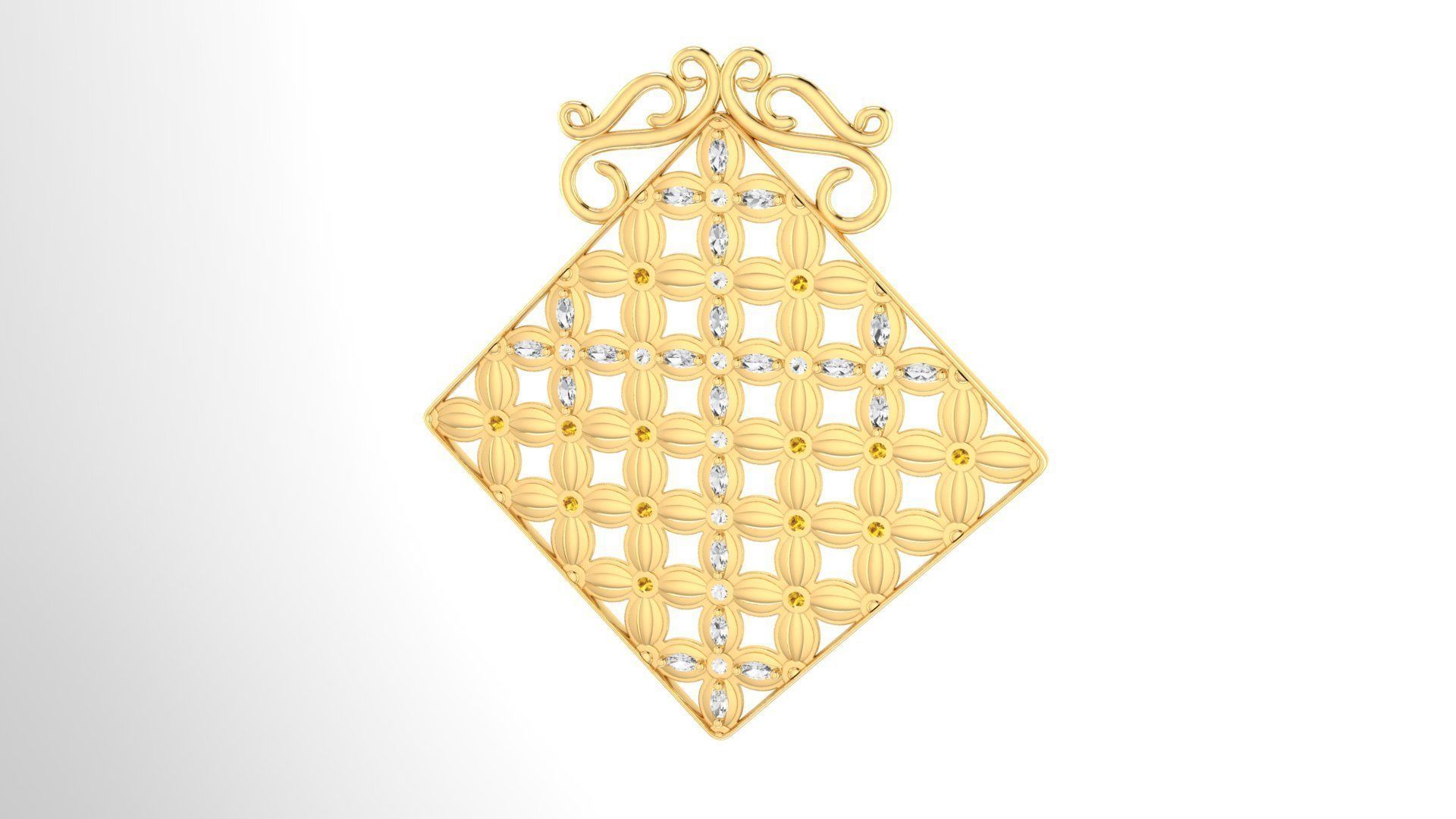 Pendant Flower Cross Panel  3D print model_31