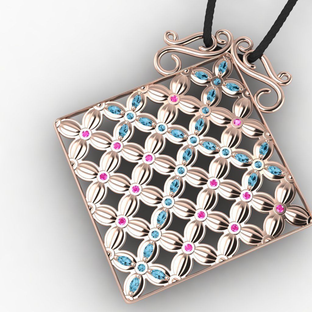 Pendant Flower Cross Panel  3D print model_19