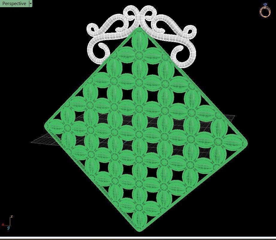 Pendant Flower Cross Panel  3D print model_27