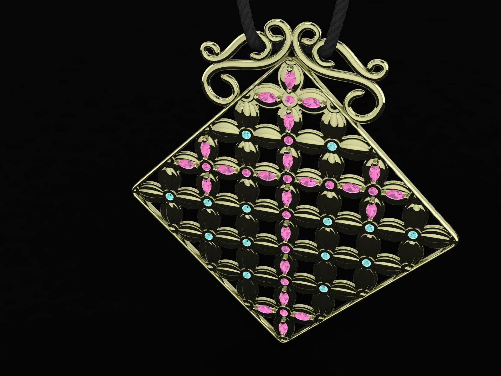 Pendant Flower Cross Panel  3D print model_13