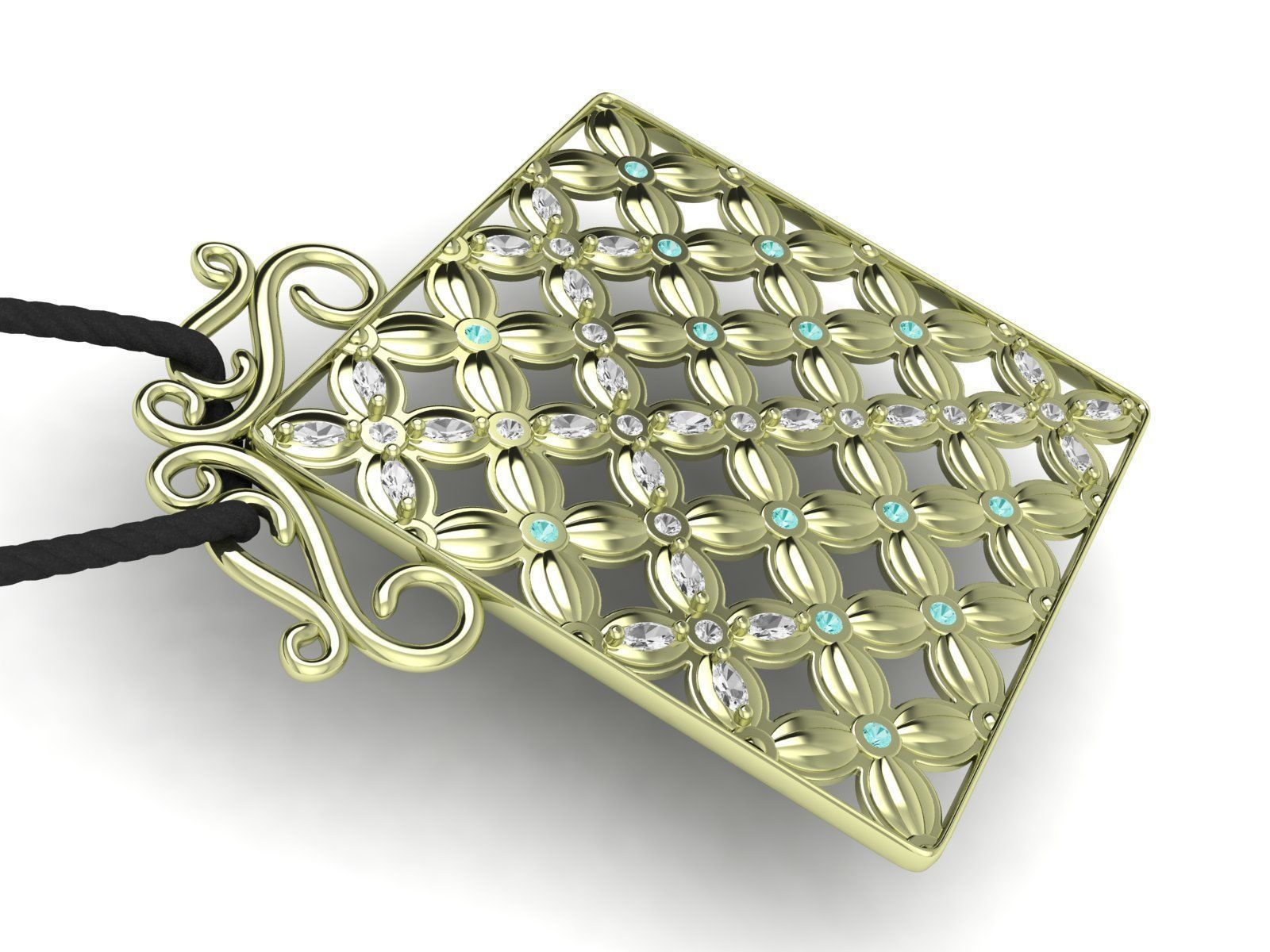 Pendant Flower Cross Panel  3D print model_11