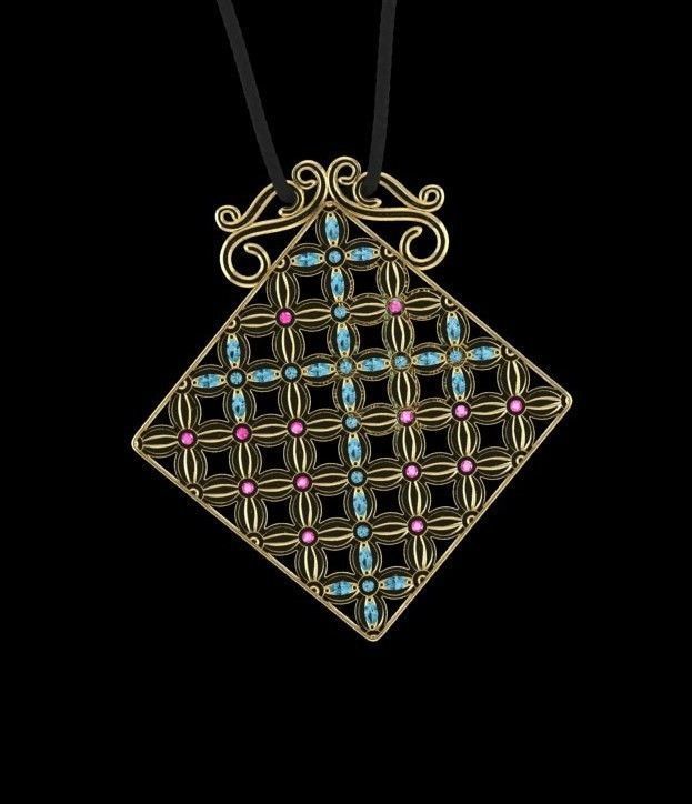 Pendant Flower Cross Panel  3D print model_21