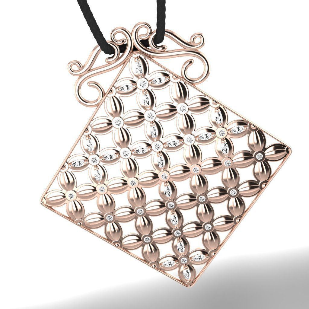 Pendant Flower Cross Panel  3D print model_3