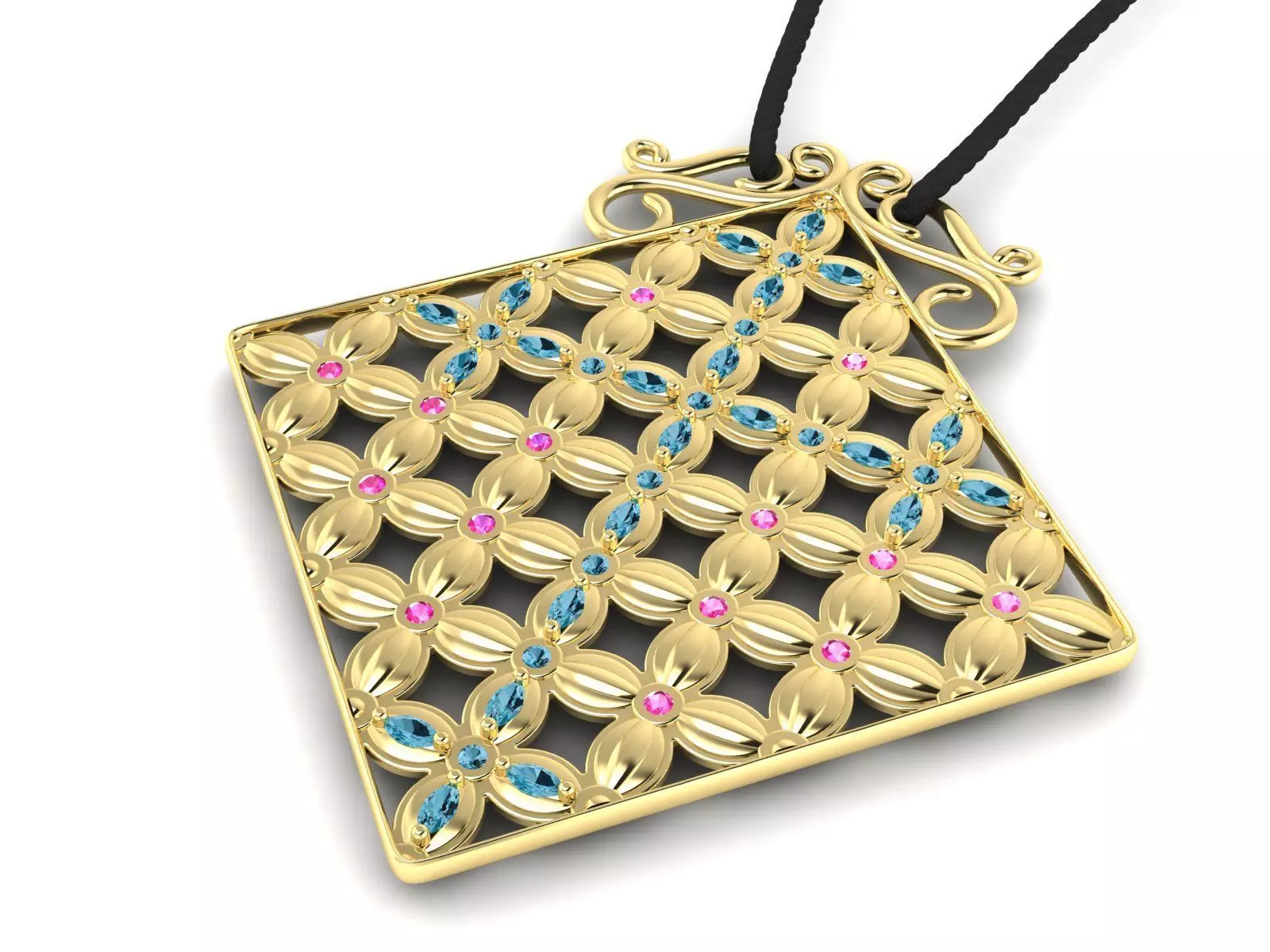 Pendant Flower Cross Panel  3D print model_0