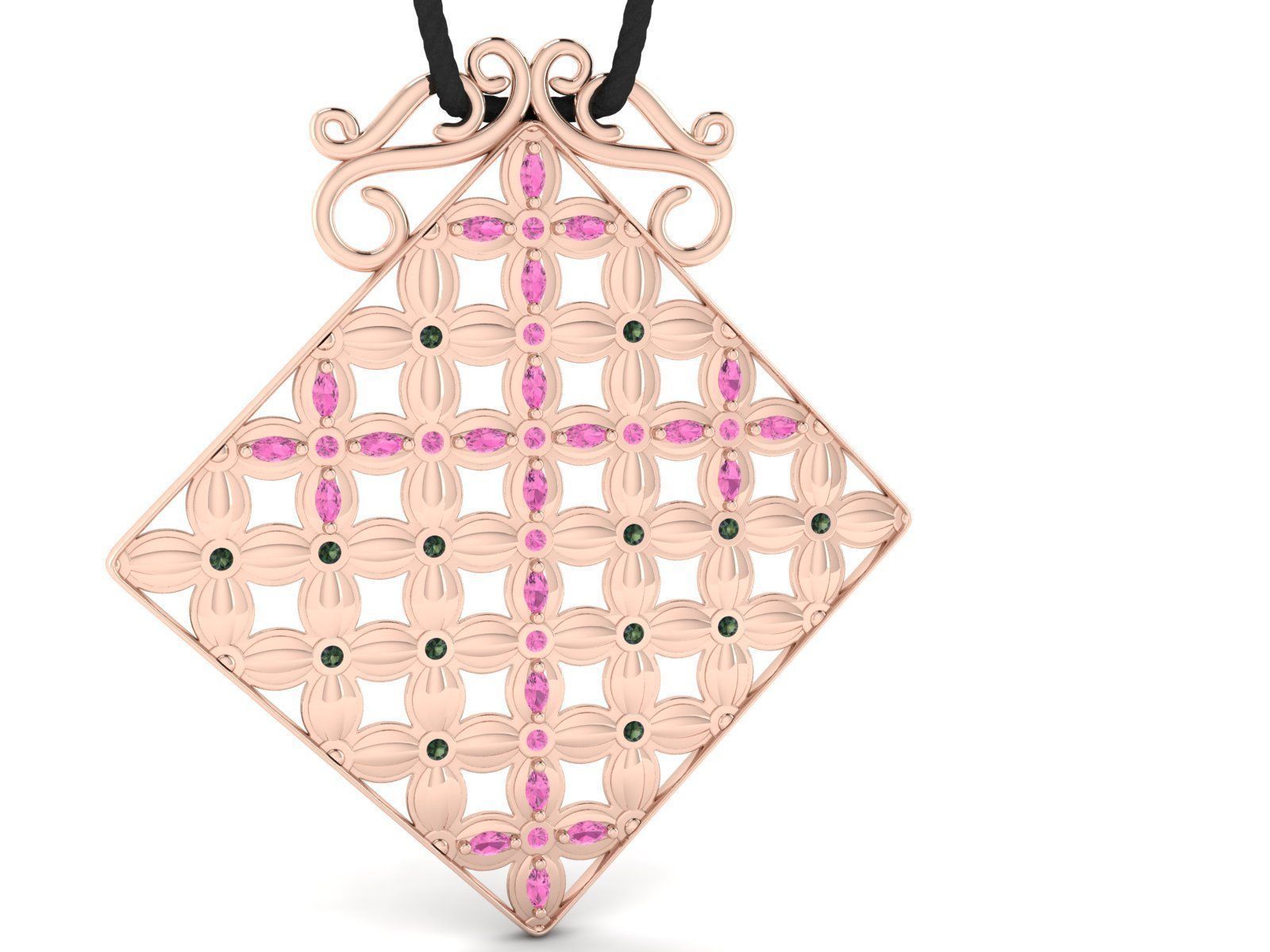 Pendant Flower Cross Panel  3D print model_16