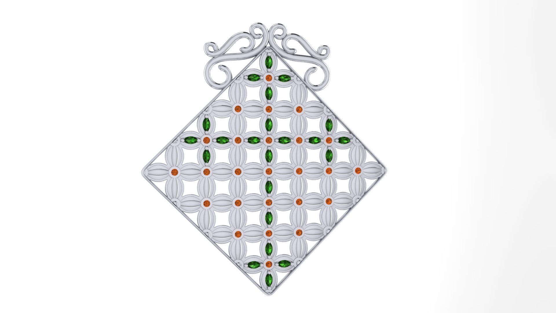 Pendant Flower Cross Panel  3D print model_30