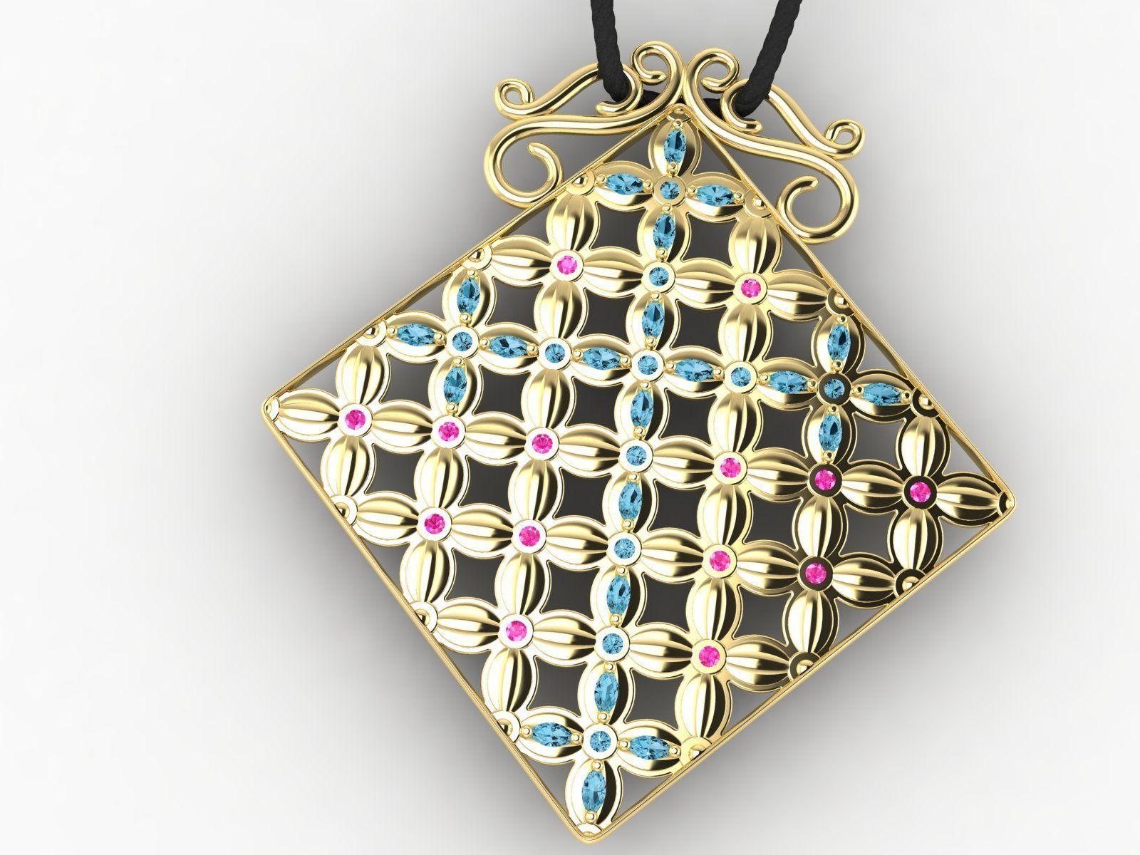 Pendant Flower Cross Panel  3D print model_20