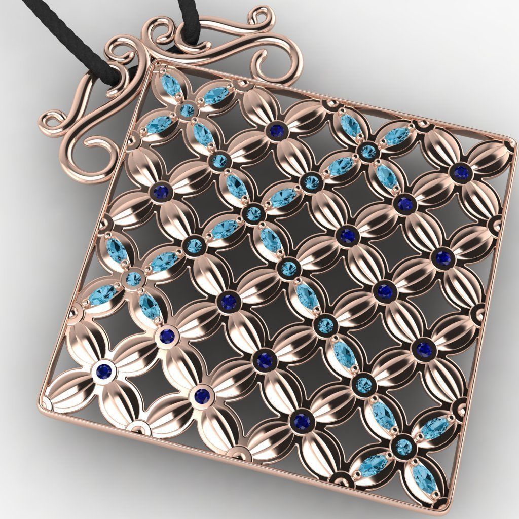 Pendant Flower Cross Panel  3D print model_25