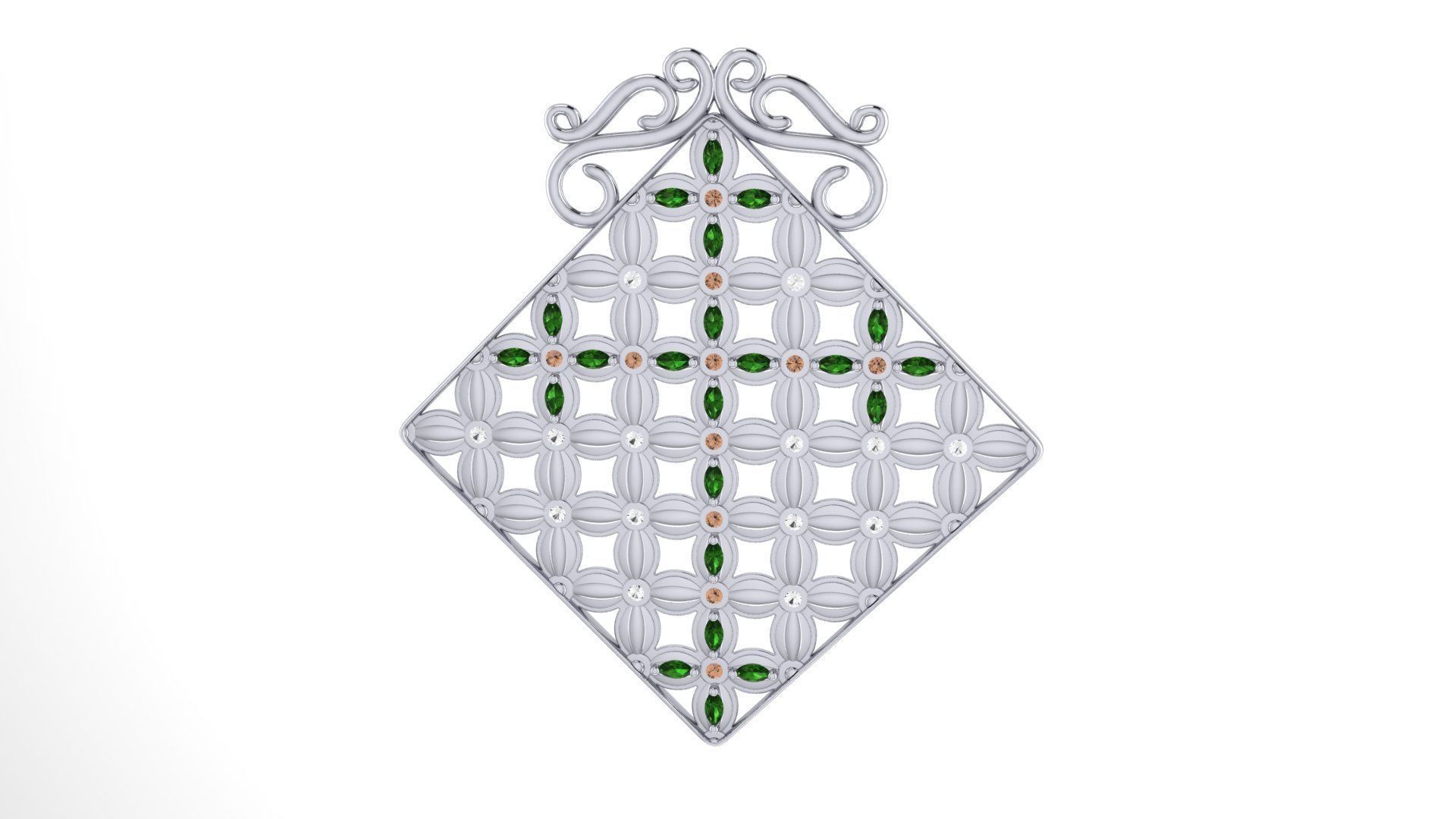Pendant Flower Cross Panel  3D print model_35