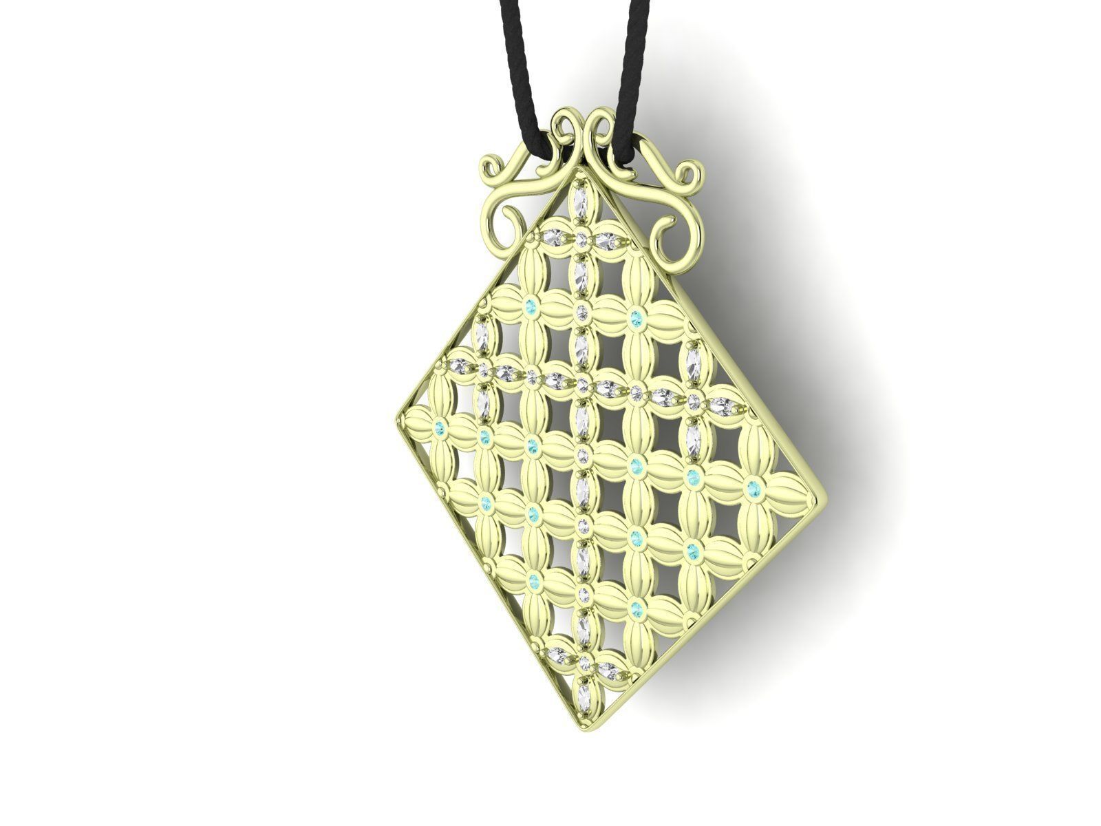 Pendant Flower Cross Panel  3D print model_10