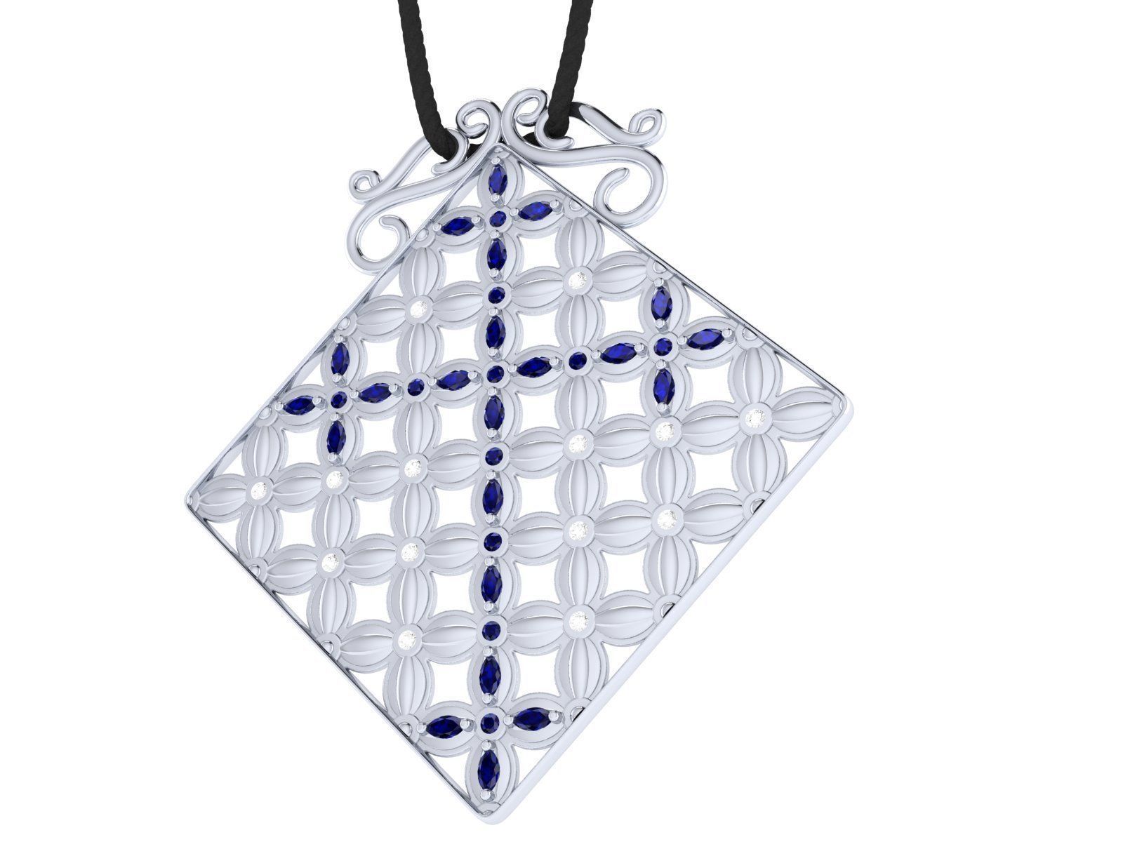 Pendant Flower Cross Panel  3D print model_18