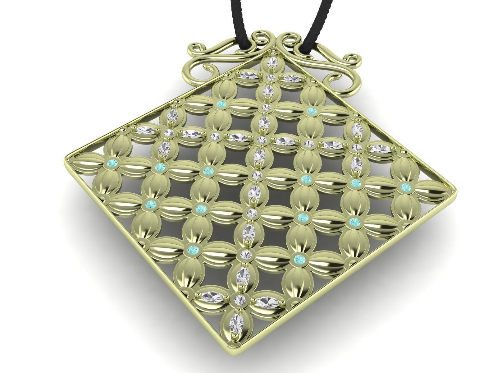 Pendant Flower Cross Panel  3D print model_9