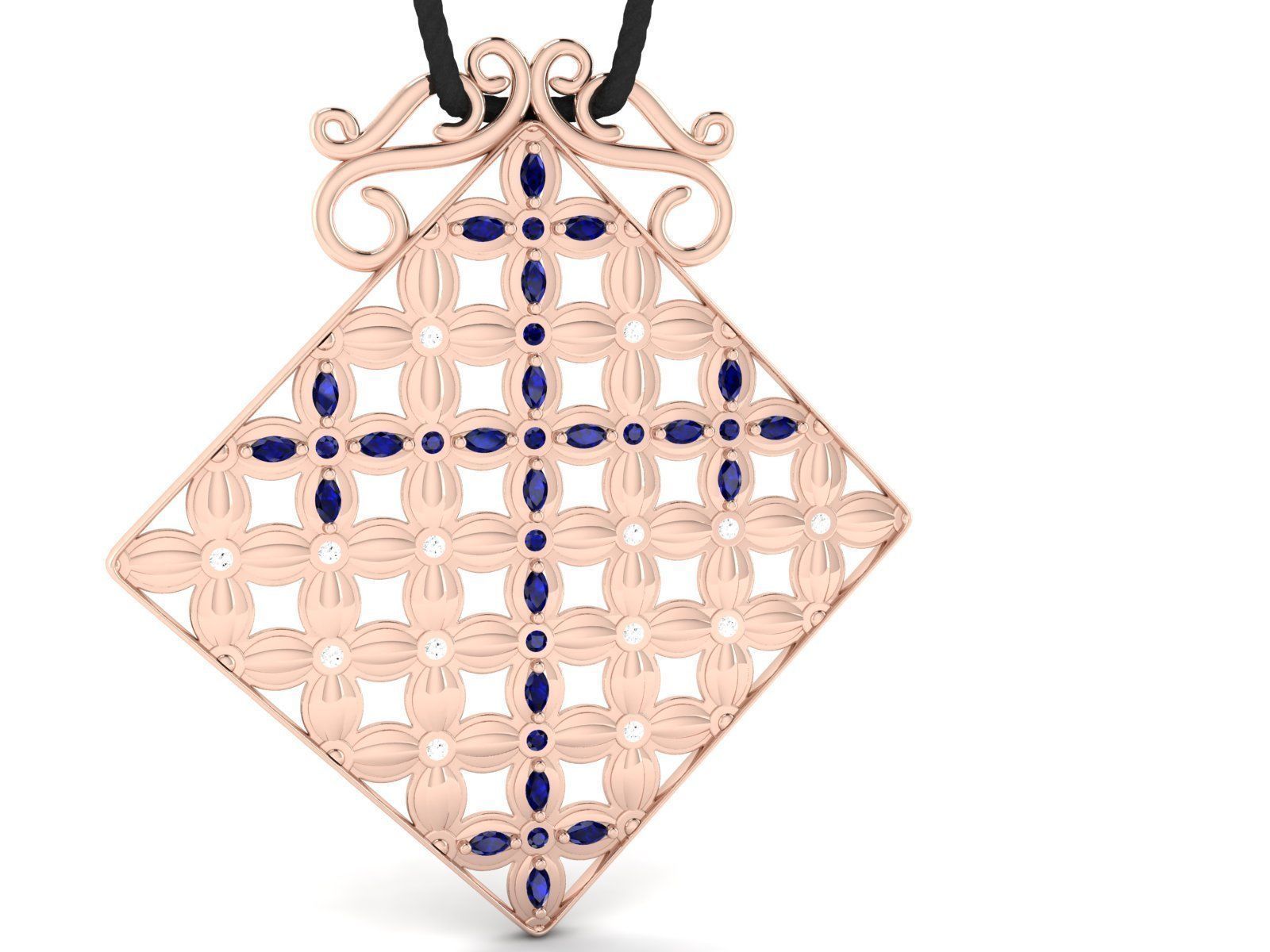 Pendant Flower Cross Panel  3D print model_17