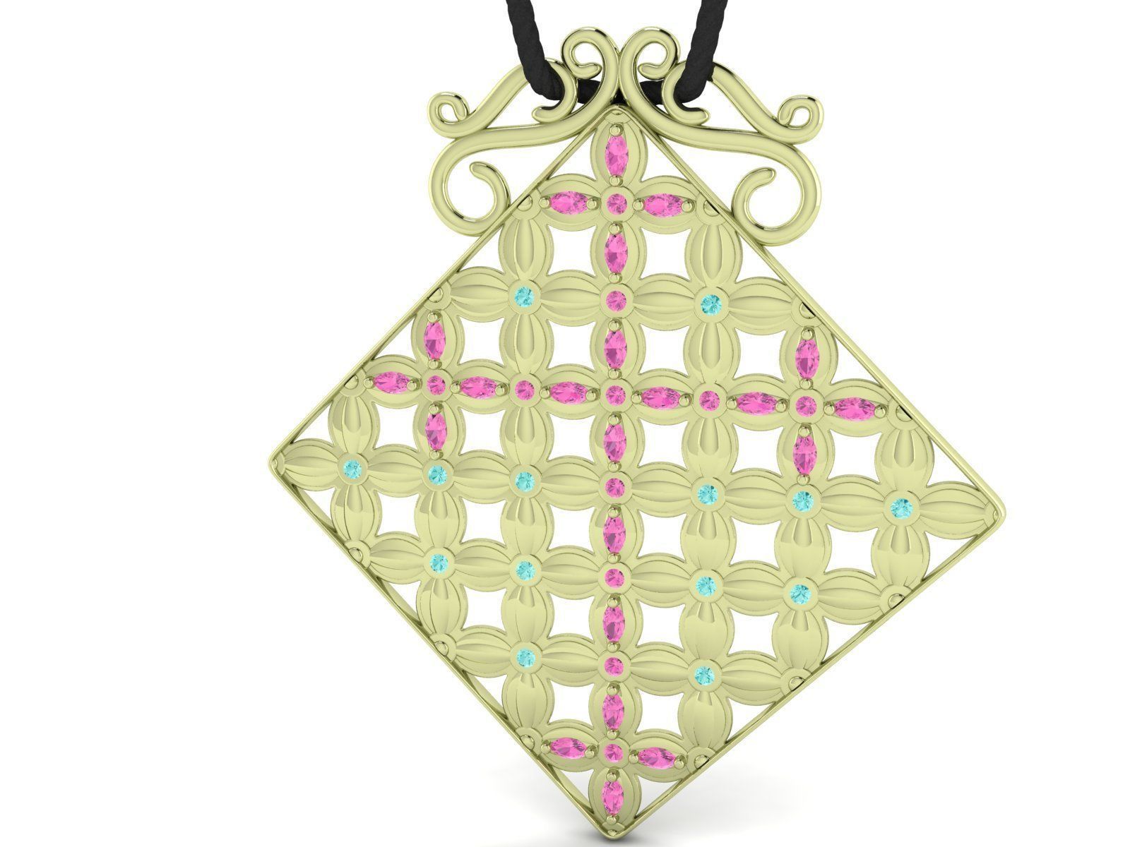 Pendant Flower Cross Panel  3D print model_14