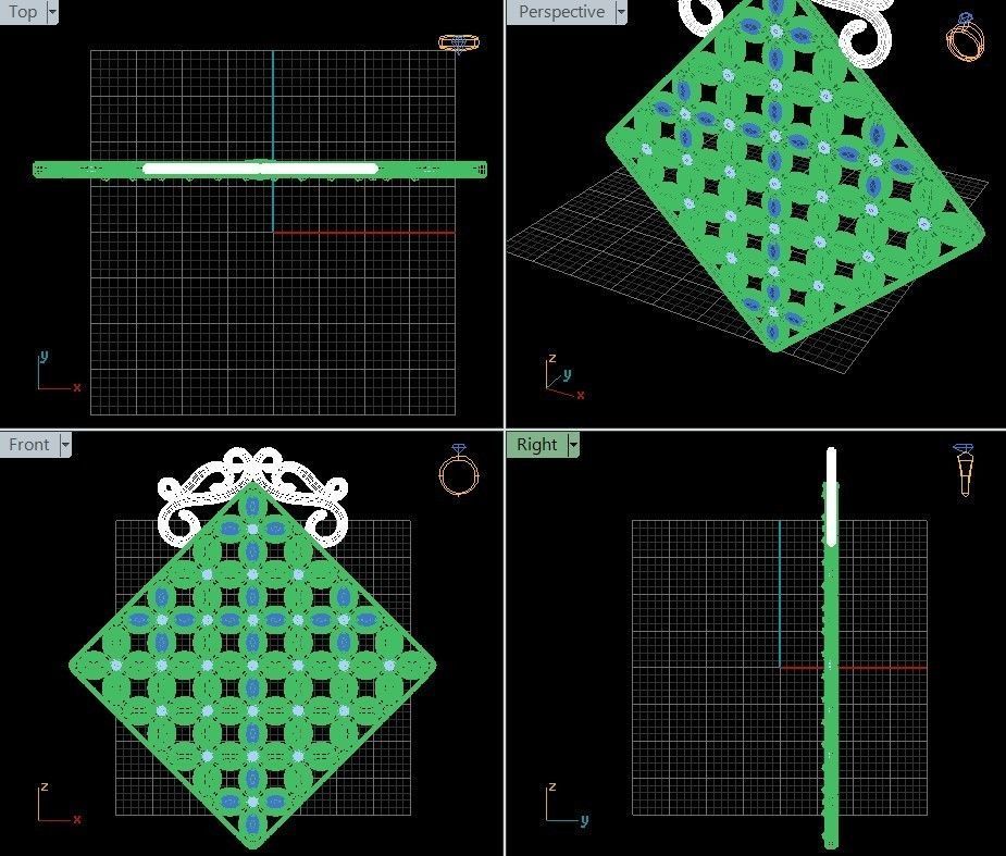 Pendant Flower Cross Panel  3D print model_26