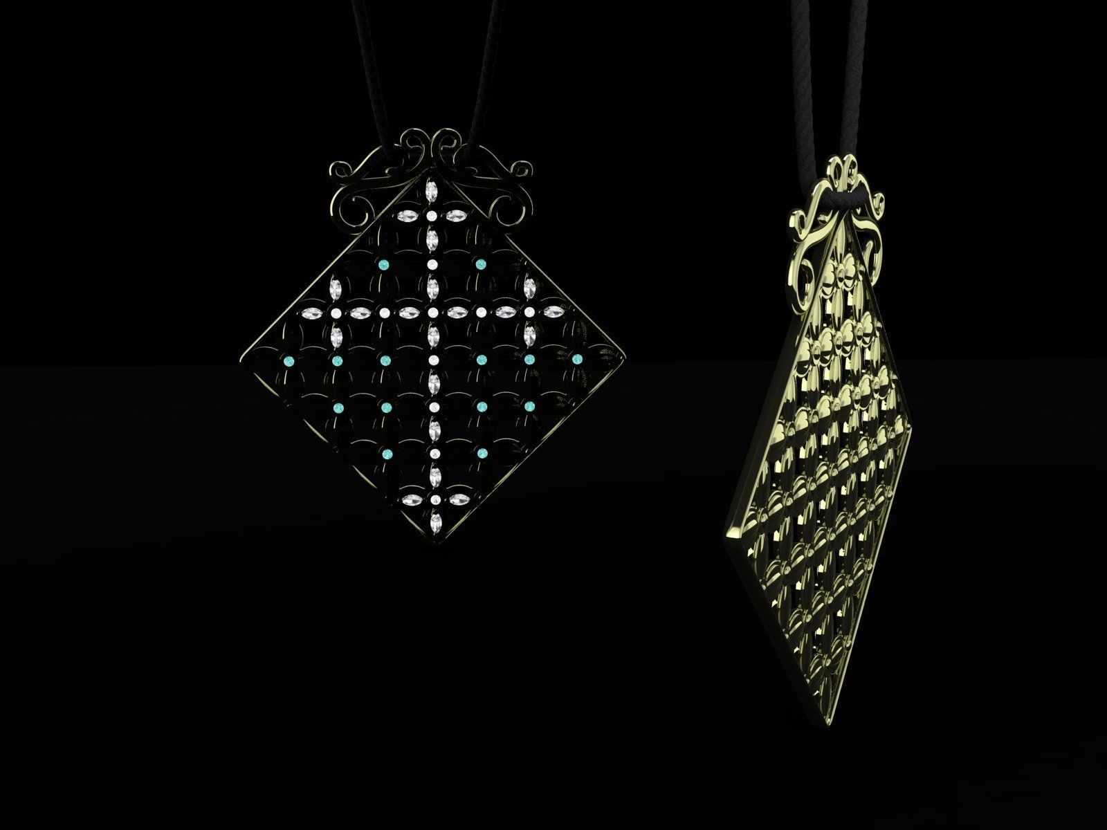 Pendant Flower Cross Panel  3D print model_12