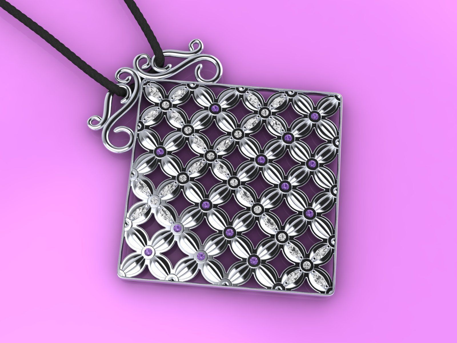 Pendant Flower Cross Panel  3D print model_6