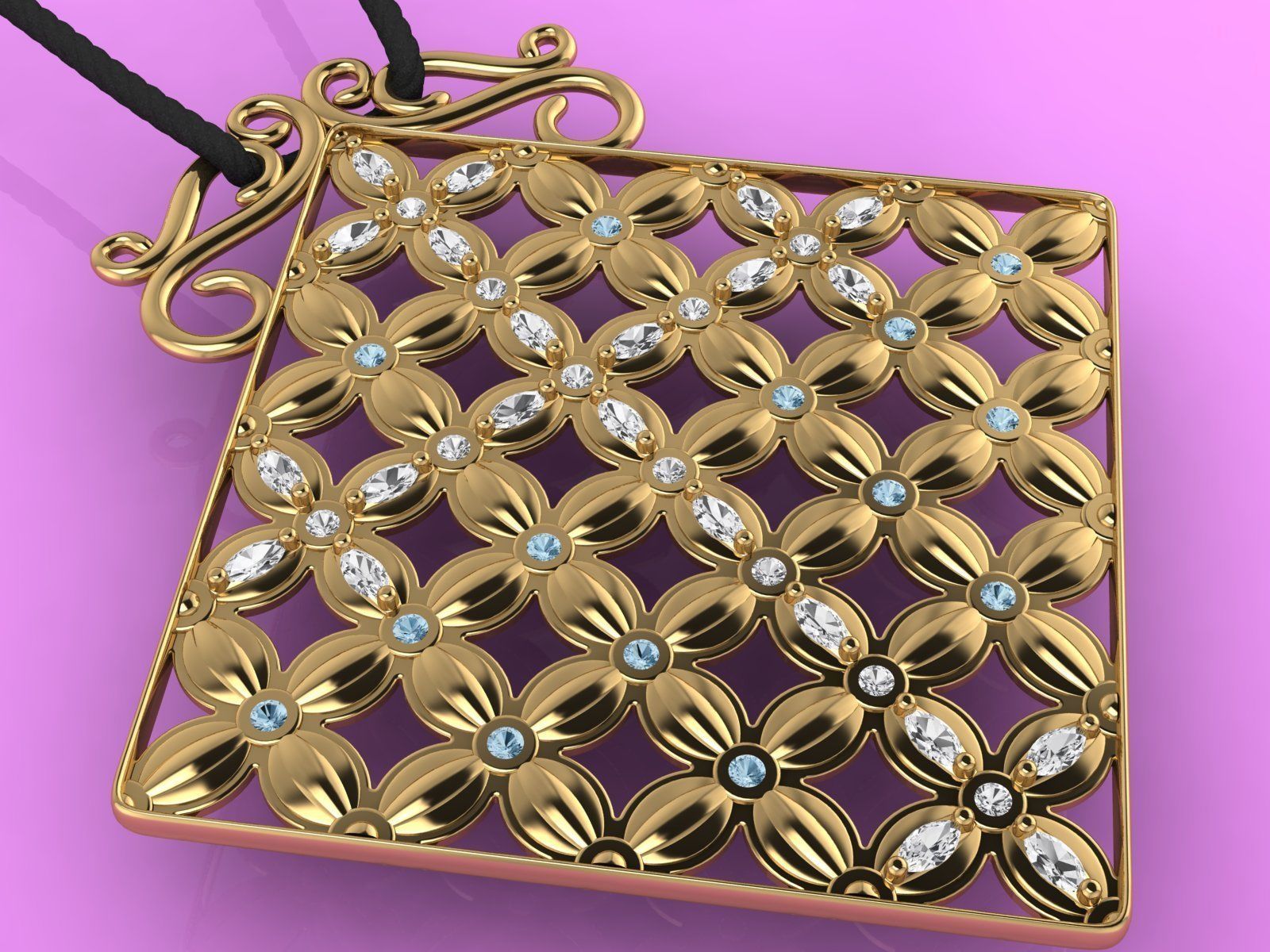 Pendant Flower Cross Panel  3D print model_8