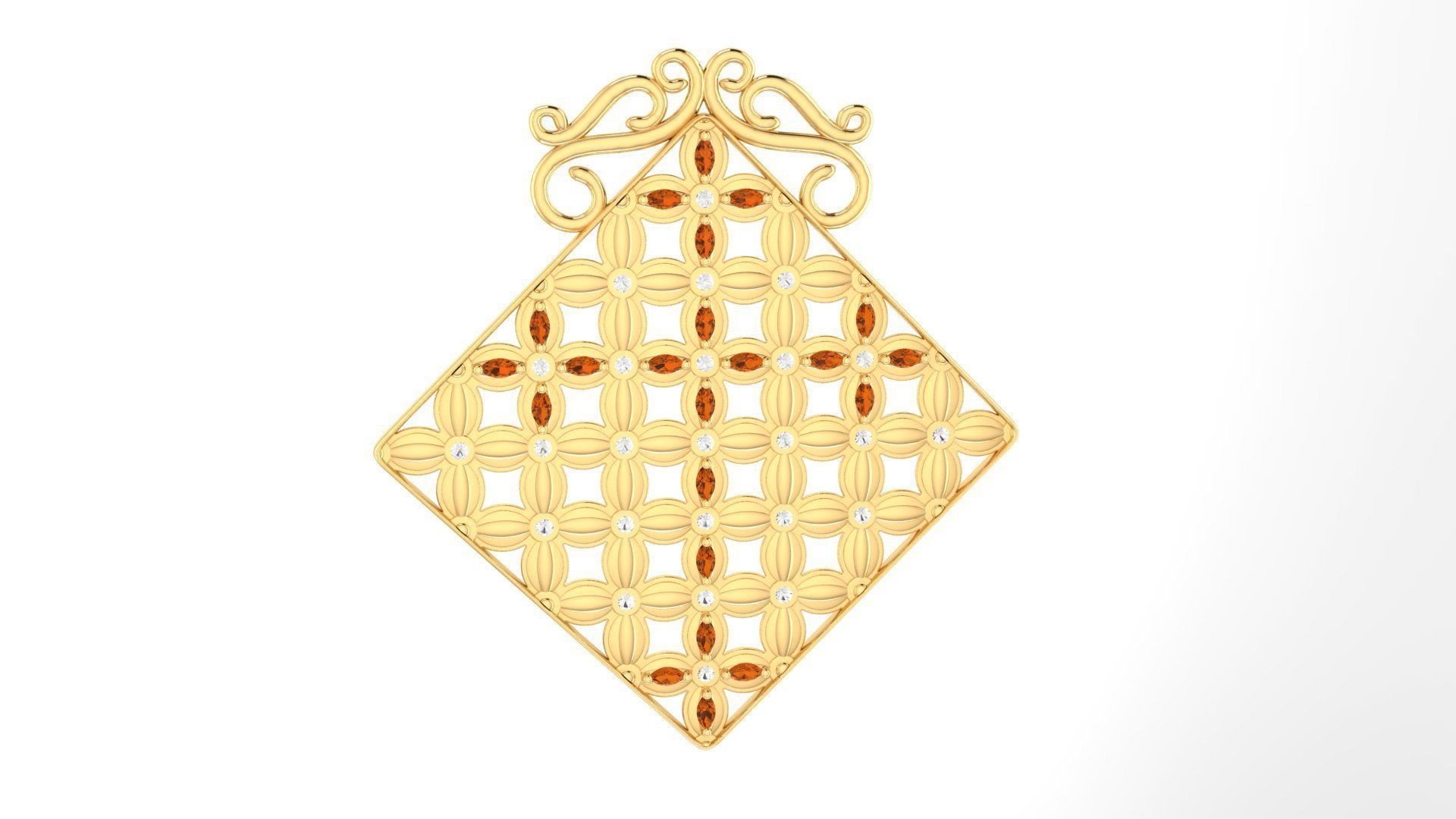 Pendant Flower Cross Panel  3D print model_32