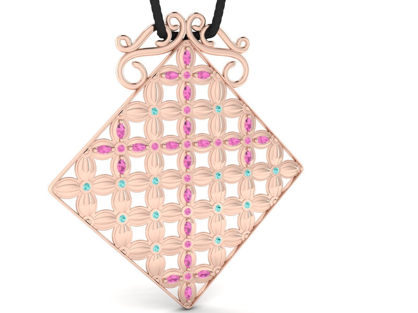 Pendant Flower Cross Panel  3D print model_15