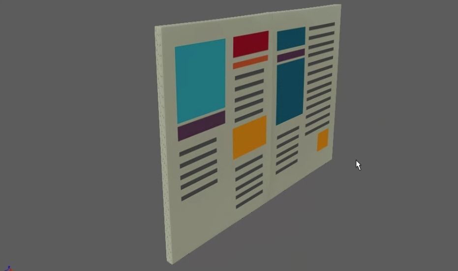 Newspaper open book pages 3D model_2