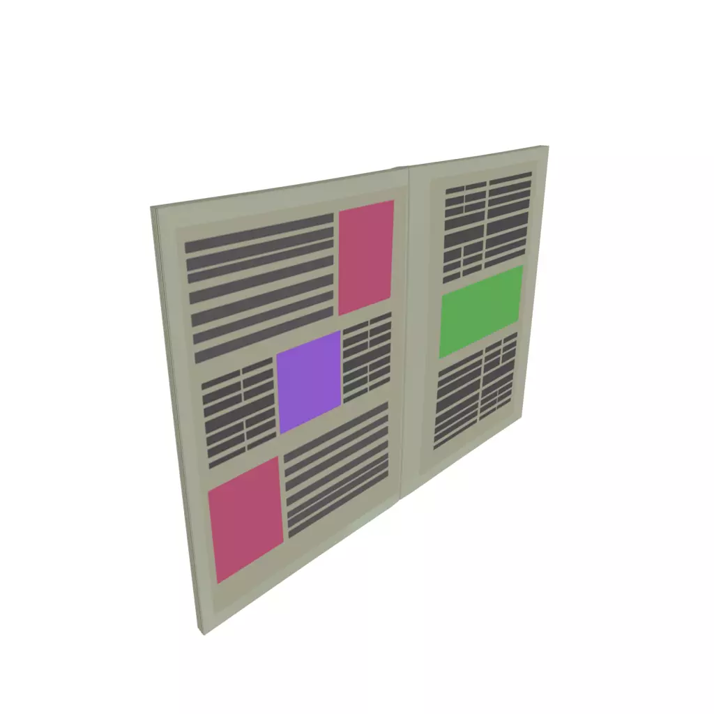 Newspaper open book pages 3D model_0