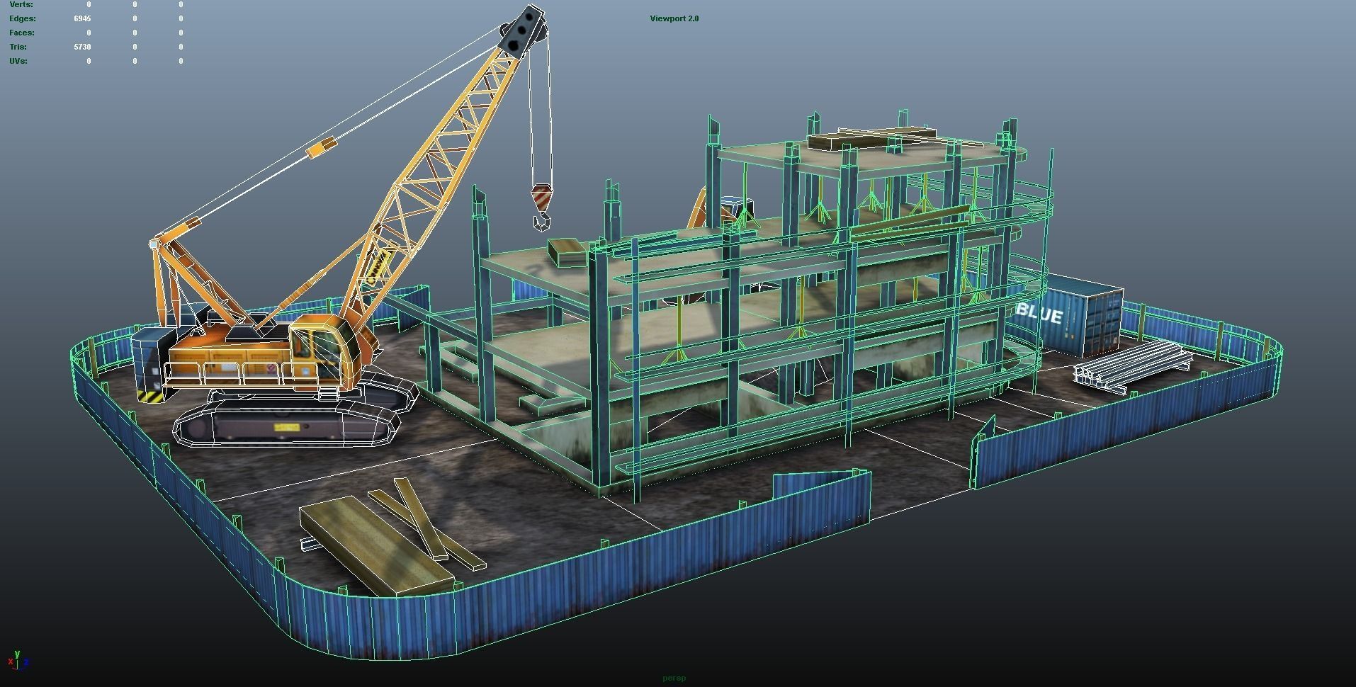 Construction Pack - Crane - Digger and Props - low poly Low-poly 3D model_8