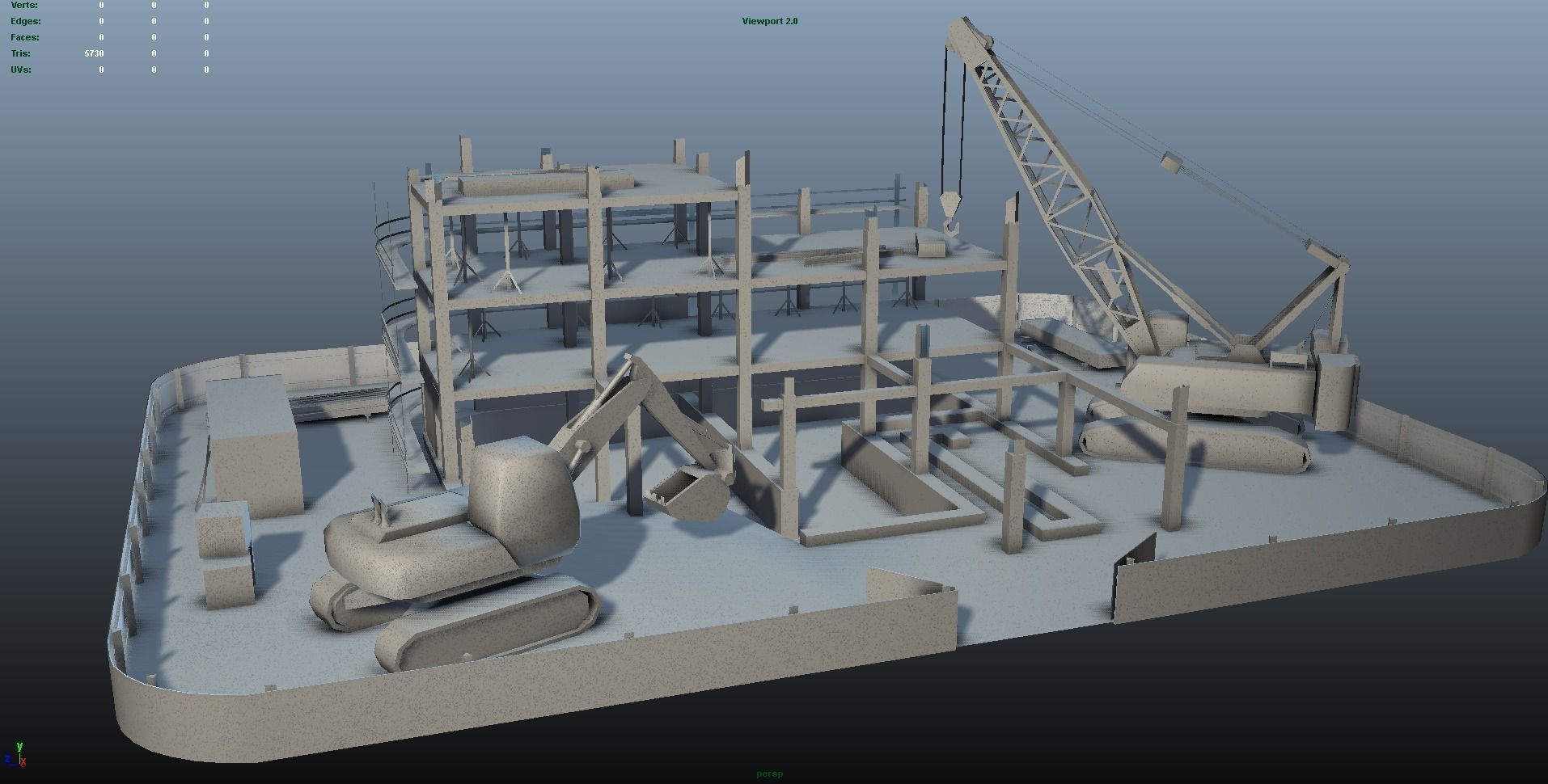 Construction Pack - Crane - Digger and Props - low poly Low-poly 3D model_11