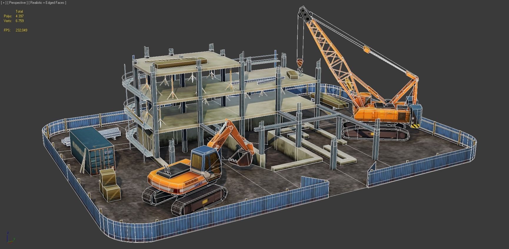 Construction Pack - Crane - Digger and Props - low poly Low-poly 3D model_17