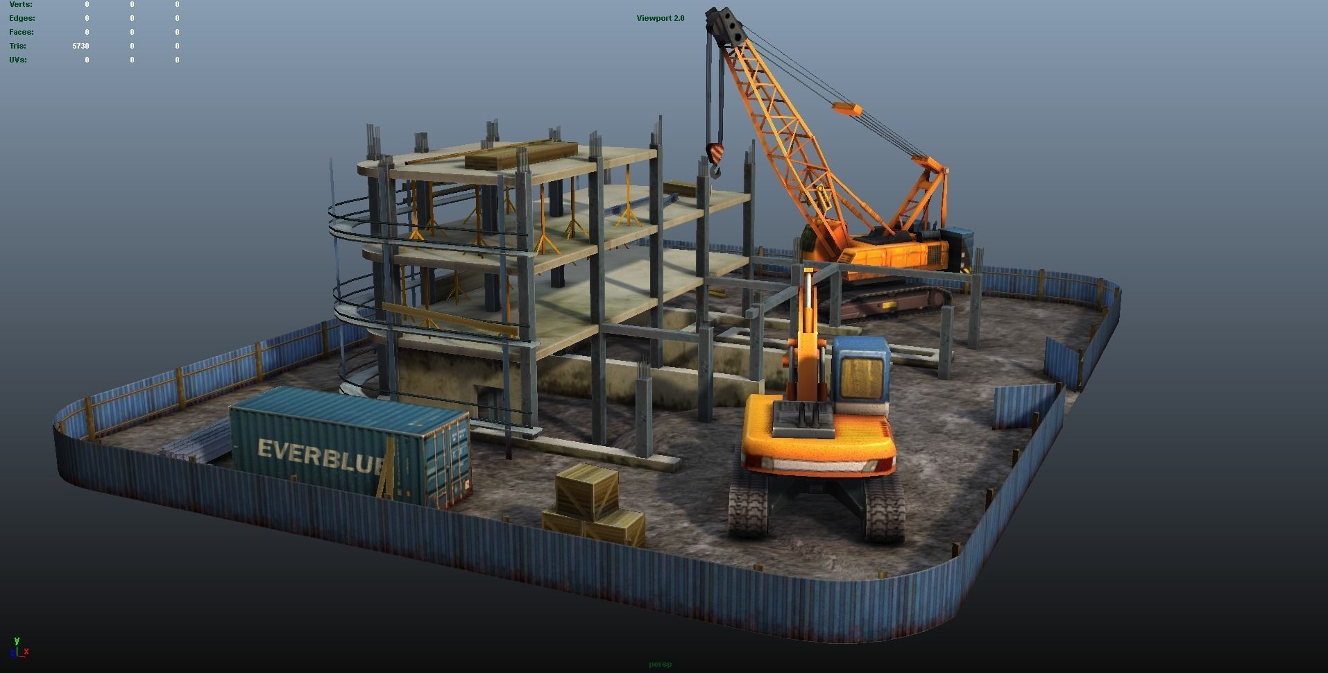 Construction Pack - Crane - Digger and Props - low poly Low-poly 3D model_2