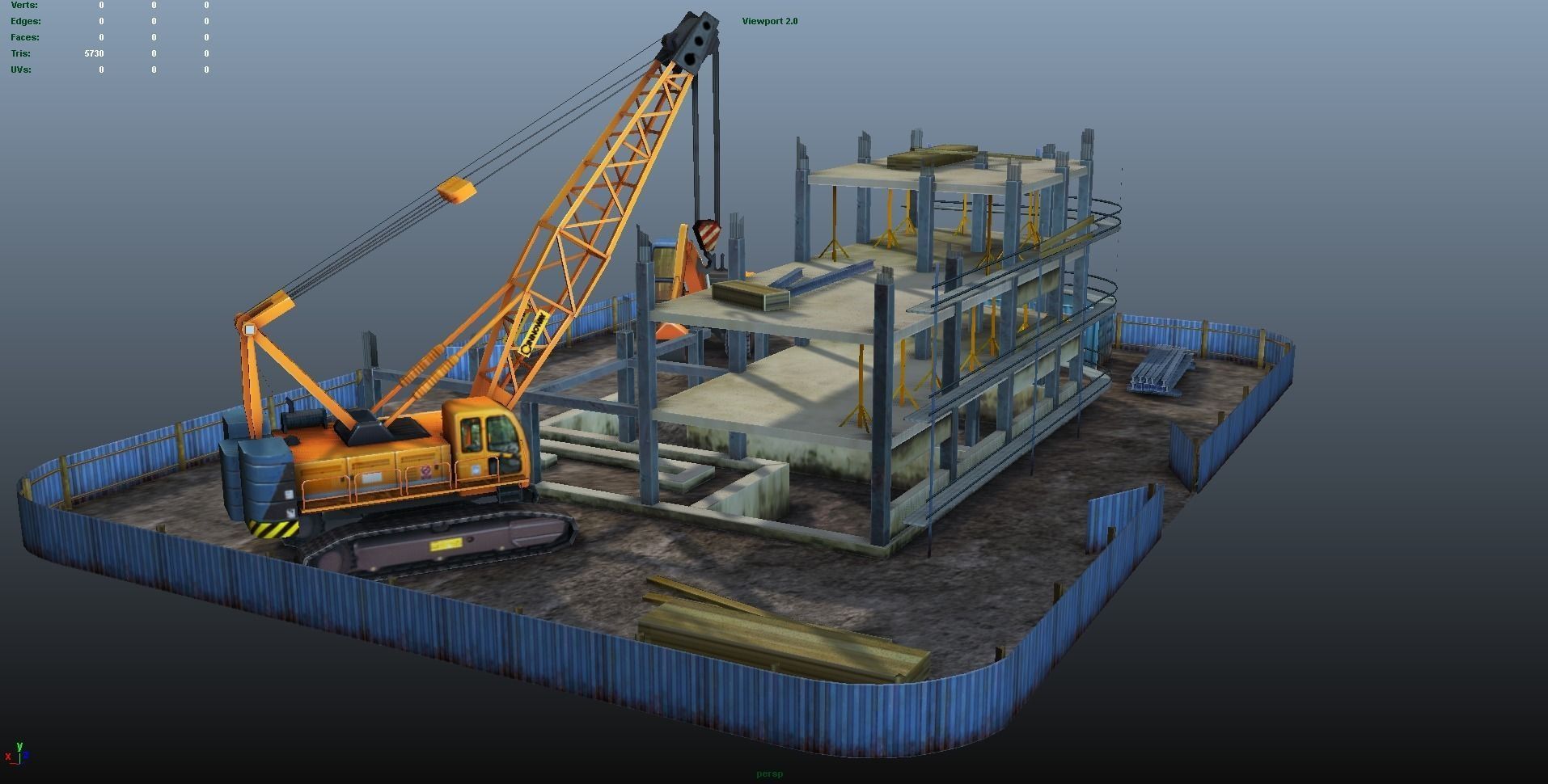 Construction Pack - Crane - Digger and Props - low poly Low-poly 3D model_4