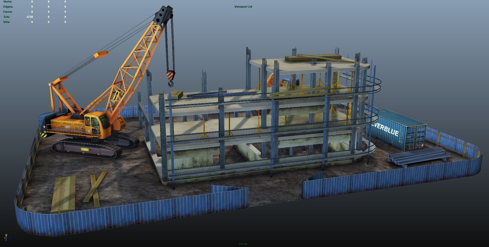 Construction Pack - Crane - Digger and Props - low poly Low-poly 3D model_6